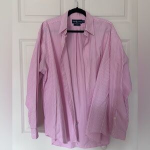 Ralph Lauren Men's Shirt in Pink and White Stripes